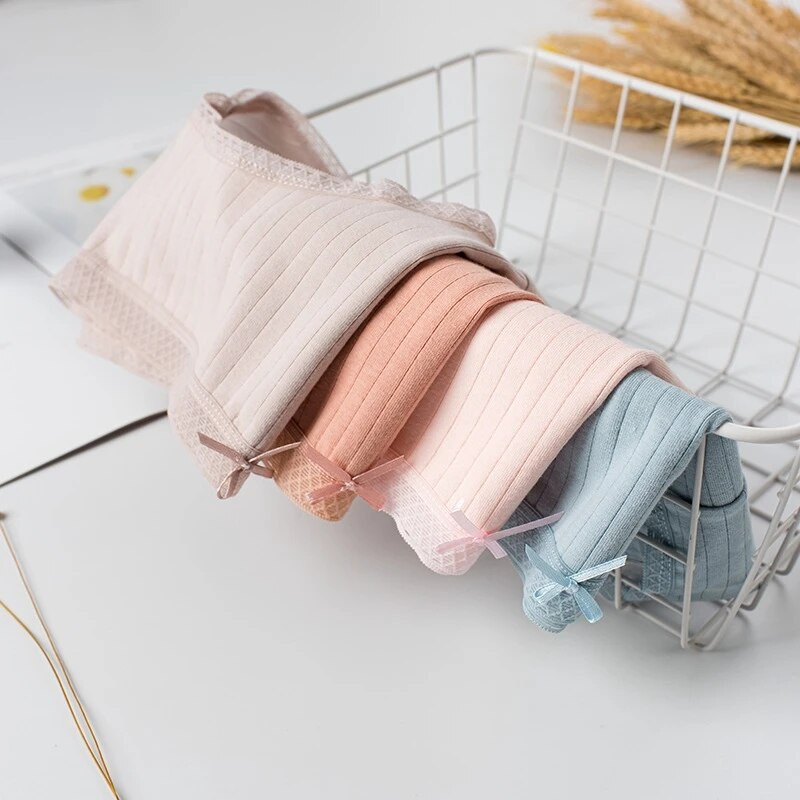 Slip Celana Dalam, fără cusături, talie mijlocie Bahan Katun 100% Anti Bakteri Untuk Wanita