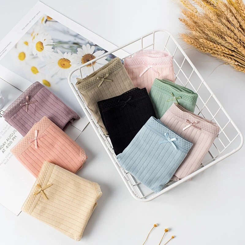 Slip Celana Dalam, fără cusături, talie mijlocie Bahan Katun 100% Anti Bakteri Untuk Wanita