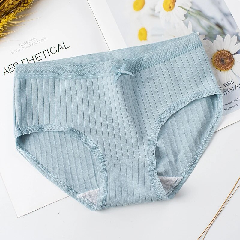 Slip Celana Dalam, fără cusături, talie mijlocie Bahan Katun 100% Anti Bakteri Untuk Wanita