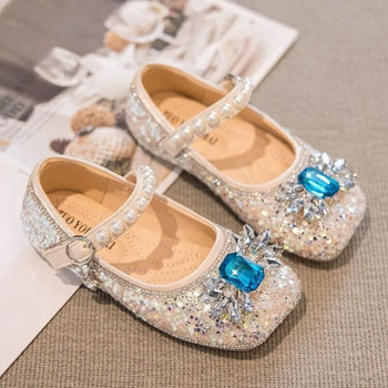 Παπούτσια για κορίτσια Rhinestone Princess Shoes Pearls Mary Janes Bling Wedding Shoes Dance Show Party Παιδικά Δερμάτινα Παπούτσια Φθινόπωρο 419A