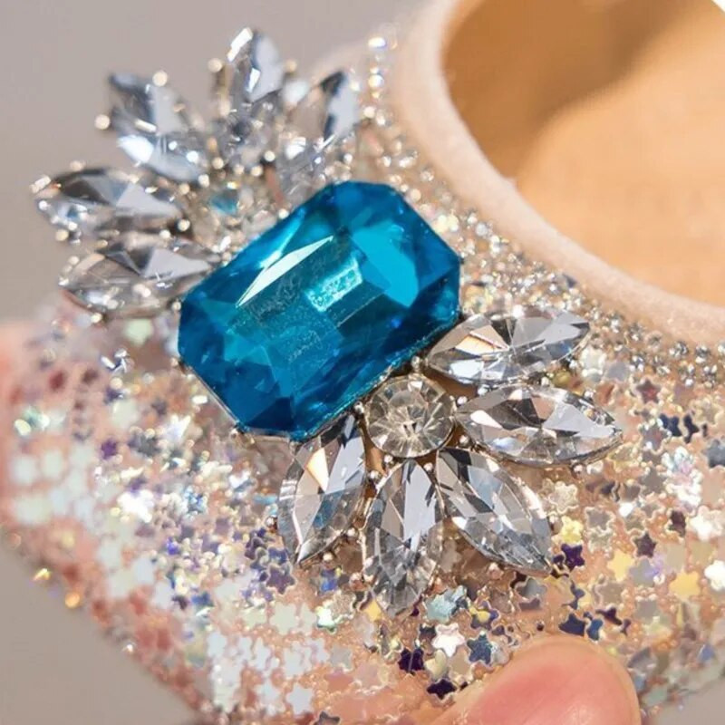 Lányok Cipők Strasszos Princess Cipők Gyöngyök Mary Janes Bling Esküvői Cipők Táncbemutató Party Gyermek Bőr Cipők Ősz 419A