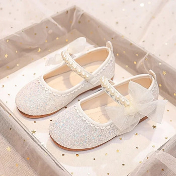 Παιδική μόδα για κορίτσια Mary Janes για πάρτι γάμου 2023 Πέρλες με φιόγκο στο πλάι Κομψά παπούτσια Princess Chic παιδικά παπούτσια αντιολισθητικά
