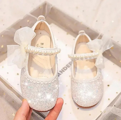 Dječja moda za djevojke Mary Janes za zabave Vjenčane revije 2023 Bočna mašna Biseri Elegantne cipele za princeze Chic dječje cipele Neklizajuće