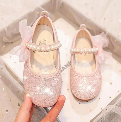 Dječja moda za djevojke Mary Janes za zabave Vjenčane revije 2023 Bočna mašna Biseri Elegantne cipele za princeze Chic dječje cipele Neklizajuće