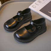 2023, pantofi noi din piele pentru copii, pentru fete, pantofi negri pentru copii, pentru băieți, cu cârlig și buclă, cu vârf rotund, în stil coreean, uniformă, pantofi de școală din Marea Britanie