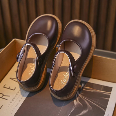 2023, pantofi noi din piele pentru copii, pentru fete, pantofi negri pentru copii, pentru băieți, cu cârlig și buclă, cu vârf rotund, în stil coreean, uniformă, pantofi de școală din Marea Britanie