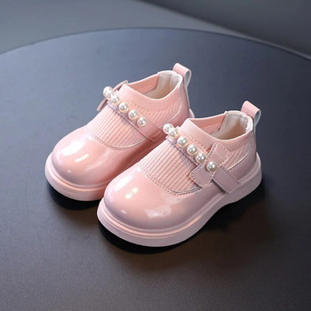 Розови кожени обувки за малки деца за момичета Зимна бебешка козина Топли плюшени обувки за малки деца Обувки с равни обувки Нехлъзгаща се подметка Обувки за момичета