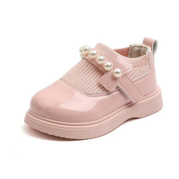 Μικρά παιδικά ροζ δερμάτινα παπούτσια για μικρά κορίτσια Χειμερινή βρεφική γούνα Ζεστή βελούδινη Μικρά νήπια Παπούτσια Flats Αντιολισθητική σόλα για κορίτσια