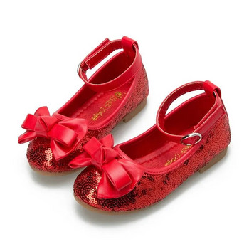 Детски обувки Момичета Принцеса Кожени лъскави бебешки танцови червени етикетни дрехи Малки момичета Обувки с мека подметка