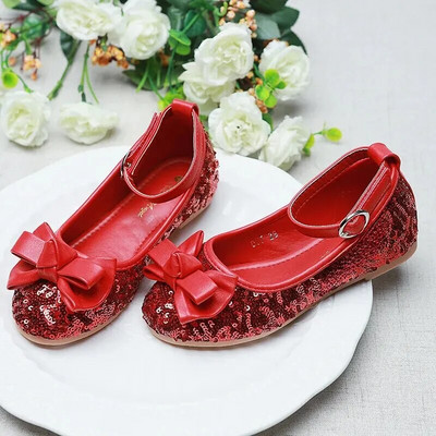 Pantofi Copii Fete Printesa Piele Strălucitoare Baby Dance Roșu Etichetă Haine Fete Mici Performanță Pantofi Talpa Moale
