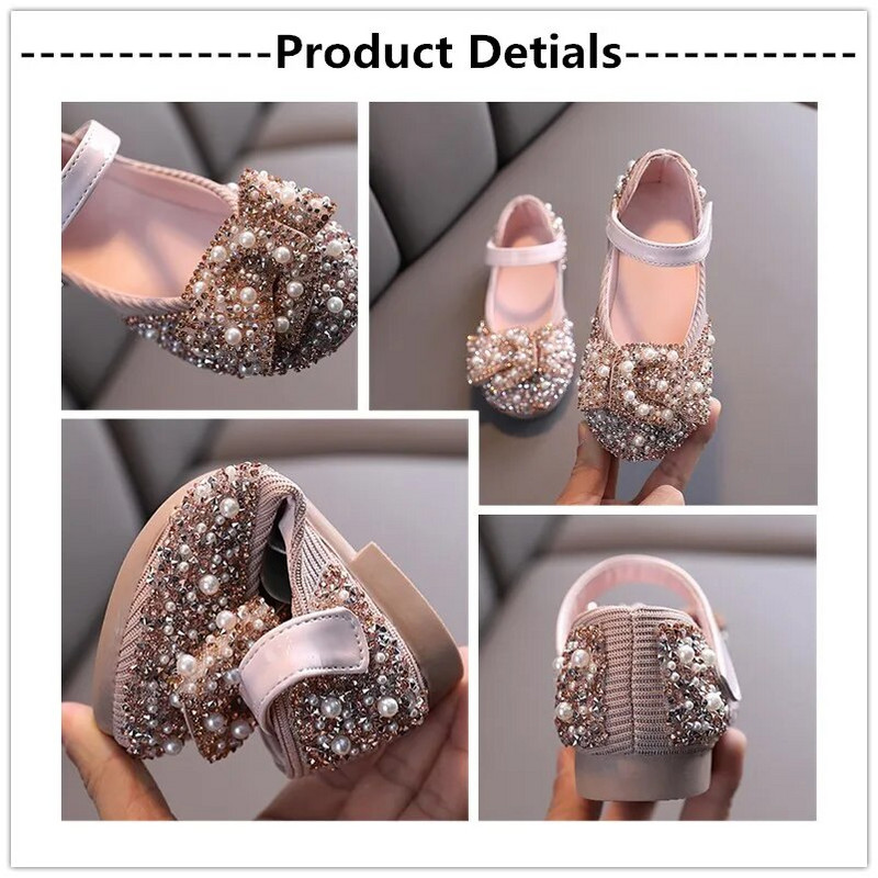 Mergaičių gimtadienio princesė blizgučiai Batai vaikiški odiniai perlai cirkonio blizgantys batai kūdikiams vaikiški batai vakarėliui ir vestuvėms