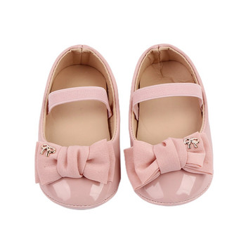 Прохождащи новородени момичета Мери Джейн плоски обувки, нехлъзгаща се подметка Обувки от PU кожа Обувки за принцеса с панделка 0-18M