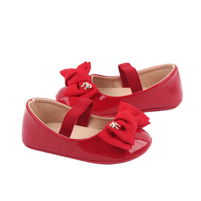 Pantofi Mary Jane pentru bebeluși nou-născuți, cu talpă anti-alunecare, pantofi de rochie din piele PU, pantofi prințesă cu fundă 0-18 m