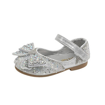 Обувки за принцеса за малко момиченце Модни детски лъскави панделки с кристали Сватбени парти Единични обувки Пролет Есен Нови детски обувки J28