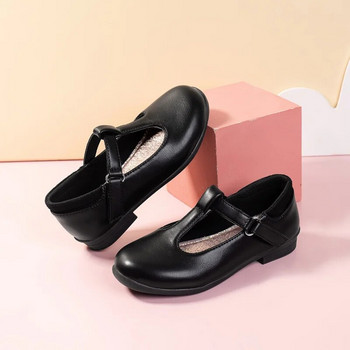 Ученически обувки за момичета Черни детски модни кожени обувки Меки гланцирани матови класически обувки за малко дете Детски обувки с плитки мокасини 2023 г.