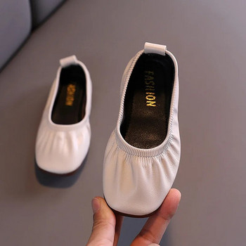 Плоски обувки за момичета принцеса, дишащи меки обувки от PU кожа за парти, балетни танцови галоши, ежедневни мокасини F12283