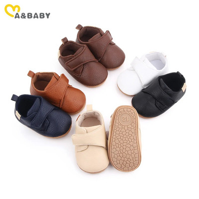 Ma&baby 0-18M Обувки за новородено бебе, момче, момиче Ежедневни обувки от изкуствена кожа Първи проходилки Неплъзгащи се обувки за малко дете