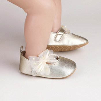 Βρεφικά βρεφικά κοριτσάκια Princess παπούτσια, γυαλιστερή επιφάνεια με κουκκίδες διχτυωτές στάμπες με παπιγιόν αντιολισθητικές παντόφλες γάμου Αξιολάτρευτα παιδικά παπούτσια