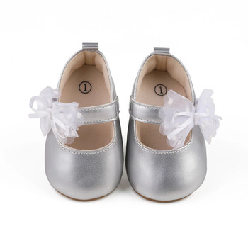 Обувки за принцеси за бебета и момичета, блестяща повърхност, точков печат, мрежести панделки, неплъзгащи се сватбени чехли, очарователни бебешки обувки