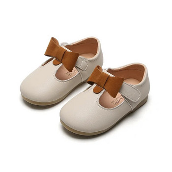 Princess Toddlers Δερμάτινα παπούτσια για κορίτσια με λουράκι T με φιόγκο Παιδικά φλατ κομμένα παπούτσια Φόρεμα Μαλακά 2023 Άνοιξη Φθινόπωρο Νέο γλυκό