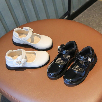 Черни кожени обувки за момичета Британски стил мека детска мода сладка принцеса Мери Джейн изпълнение нови 2023 г. бебешки обувки с меко дъно