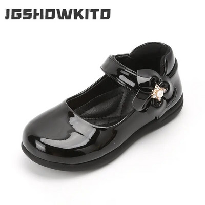 Pantofi din piele neagră pentru fete, stil britanic, moale, modă pentru copii, dulce prințesă Mary Jane, performanță, pantofi pentru bebeluși cu fundul moale 2023