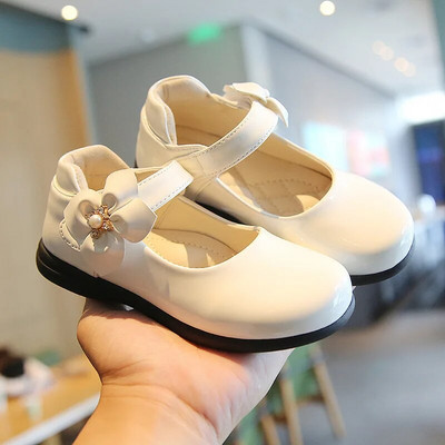 Pantofi din piele neagră pentru fete, stil britanic, moale, modă pentru copii, dulce prințesă Mary Jane, performanță, pantofi pentru bebeluși cu fundul moale 2023