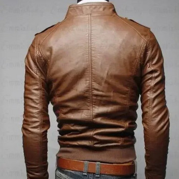 Палто Bomber Outwear Cool Motorcycle Fashion Winter Men Jacket Autumn Slim Fit Mens Leather Hot Streetwear Collar s
