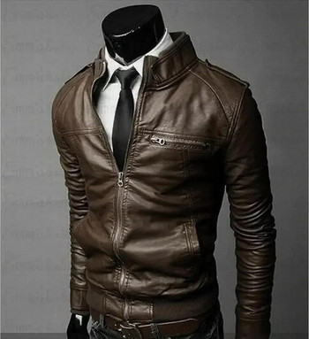 Палто Bomber Outwear Cool Motorcycle Fashion Winter Men Jacket Autumn Slim Fit Mens Leather Hot Streetwear Collar s