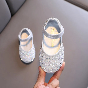 Малки кожени обувки за момичета 2023 г. Летни перлени панделки Обувки за принцеса с кристали Меки детски сандали Бебешки обувки за момичета за малко дете G06