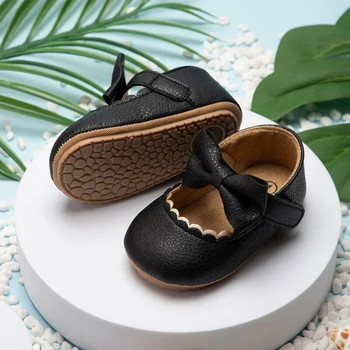 Βρεφικά καθημερινά παπούτσια Βρεφικά παιδικά παπιγιόν Αντιολισθητικό καουτσούκ Μαλακή σόλα επίπεδη PU First Walkers Νεογέννητο Φιόγκο Διακόσμηση Mary Janes