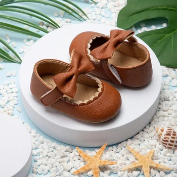 Βρεφικά καθημερινά παπούτσια Βρεφικά παιδικά παπιγιόν Αντιολισθητικό καουτσούκ Μαλακή σόλα επίπεδη PU First Walkers Νεογέννητο Φιόγκο Διακόσμηση Mary Janes