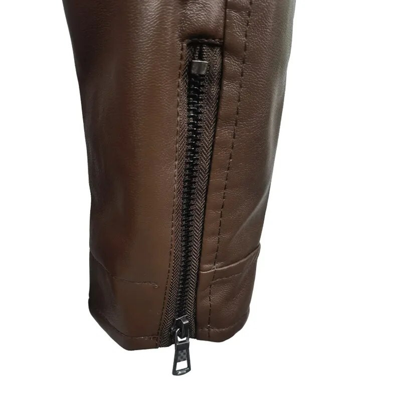 Jachetă subțire din piele PU pentru motocicletă cu guler în picioare, 2023, toamnă, iarnă, ocazional, pentru bărbați, la modă, haină subțire din piele pentru bărbați