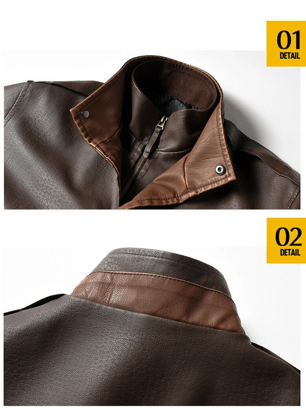 2024. aasta uus kevad-sügis meeste vintage nahktagi äriline vabaaja pruun mootorratturi jope Suures suuruses tõmblukuga mantel