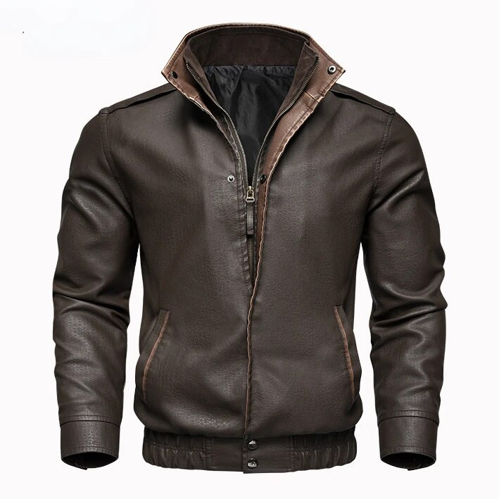 2024. aasta uus kevad-sügis meeste vintage nahktagi äriline vabaaja pruun mootorratturi jope Suures suuruses tõmblukuga mantel