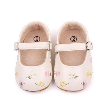 Κοριτσάκια 0-18 μηνών Mary Jane Flats PU Δερμάτινα λουλουδάτα κεντήματα Princess παπούτσια 2023 Καλοκαίρι Νέα βρέφη για πρώτη φορά περιπατητές