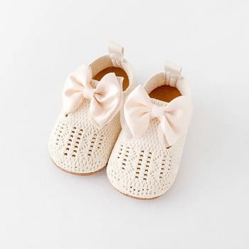 Princess Baby Baby Flats Παπούτσια Μοκασίνια Χαριτωμένο φιόγκο πλεκτό με κούφια έξω Παπούτσια Καλοκαιρινά περιστασιακά παπούτσια για περπάτημα για νεογέννητο βρέφος