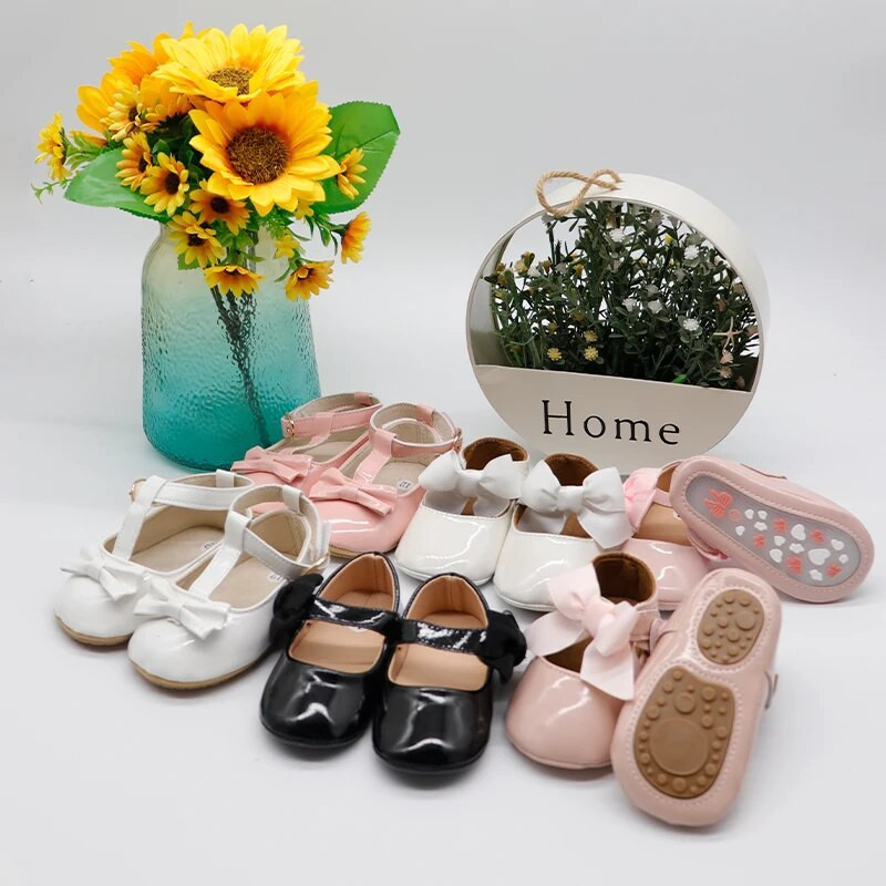 Pantofi drăguți din piele lacuita pentru fete 2024 Festival pentru nou-născuți pentru sugari, primăvară, toamnă, cu fundă, rochie de prințesă, pantofi anti-alunecare