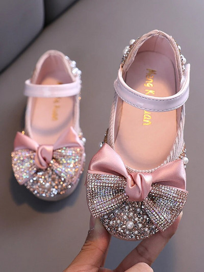Pantofi noi din piele pentru copii Arc cu strasuri Printesa fete Pantofi de dans pentru petreceri Pantofi pentru copii pentru copii