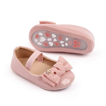 Обувки за новородени бебета за момичета Бебешки обувки от PU кожа с голям лък Princess First Walkers Мека подметка Неплъзгащи се обувки Сватбени парти Бебешки обувки