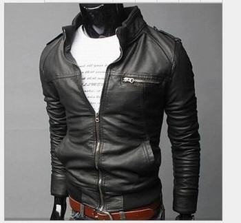 2023 Чисто ново мъжко мотоциклетно кожено яке Тънко мъжко яке от изкуствена кожа Горно облекло Облекло за мъжко облекло Мъжки якета