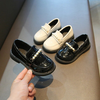 Момичета Универсален PU Black Mary Janes 2022 есен Нова ретро принцеса Мека нехлъзгаща се японска проста ученическа обувка Перли Детска мода