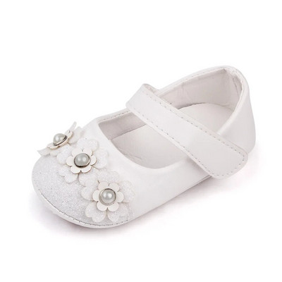 Pantofi noi pentru bebeluși Pantofi pentru bebeluș băiat Pantofi pentru fetiță Piele perlata Cu flori din cauciuc Talpă anti-alunecare pentru copii Primii plimbări Pantofi pentru pătuț nou-născut