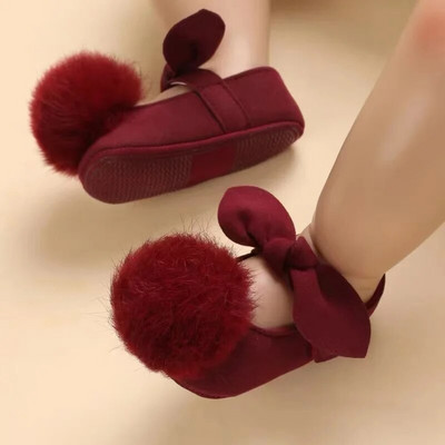 2023 Нови червени радостни бебешки обувки за принцеса Мека платнена подметка Обувки за ходене против плъзгане