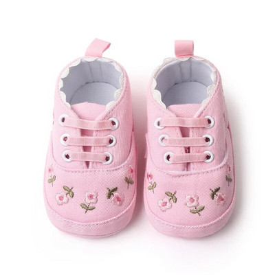 Roz nou-născut cu tălpi moi pantofi pentru fetiță pantofi pentru copii anti-alunecare flori minunate pantofi de prințesă pantofi ocazional respirabil panza pentru plimbare pentru bebeluși