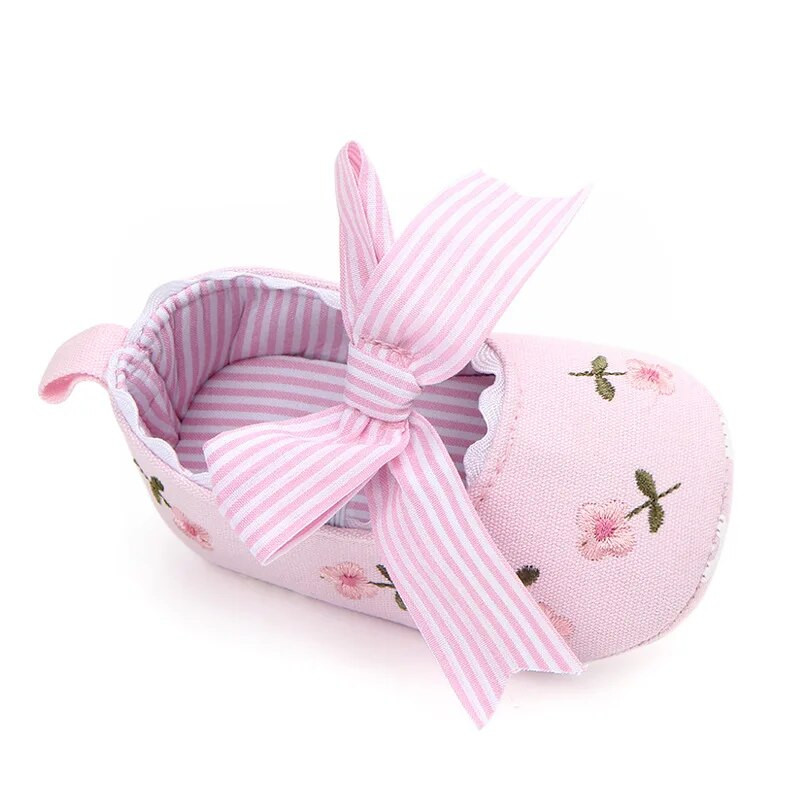 Roz nou-născut cu tălpi moi pantofi pentru fetiță pantofi pentru copii anti-alunecare flori minunate pantofi de prințesă pantofi ocazional respirabil panza pentru plimbare pentru bebeluși