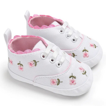 Βρεφικά παπούτσια για κοριτσάκια για την άνοιξη, φθινόπωρο, χαριτωμένα νεογέννητα παπούτσια κούνιας για νήπια Flower Soft Sole Floor First Walkers TS127
