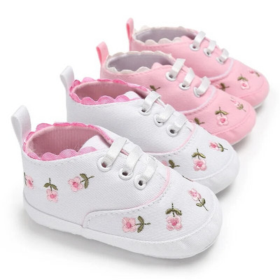 Tüdrukute kingad kevadiseks sügiseks armsad vastsündinu väikelapse võrevoodijalatsid, lilledega pehme tallaga jalakäijad TS127