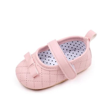 Ροζ Λευκό Πράσινο PU Φιόγκος Μαλακή σόλα για βρεφικά παπούτσια Princess Little Girl Outdoor Walking Shoes Βρεφικά νήπια First Walkers
