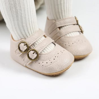 Нови обувки за новородени за първи ден Кожени обувки с ретро катарама Женска бебешка рокля Обувки за принцеса Противоплъзгащо се гумено дъно Бебе